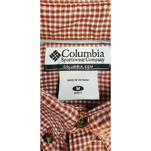 Columbia Sportswear Shirt Mens Medium Red Check Short Sleeve Button Up - Picture 2 of 12